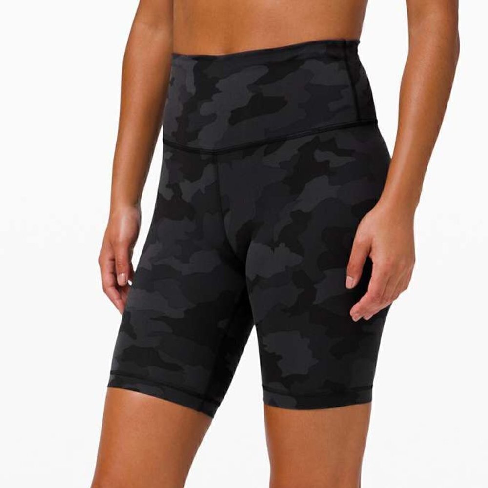 Lululemon Wunder Train High Rise Short 8" - 4 Heritage 365 Camo Deep Coal Multi